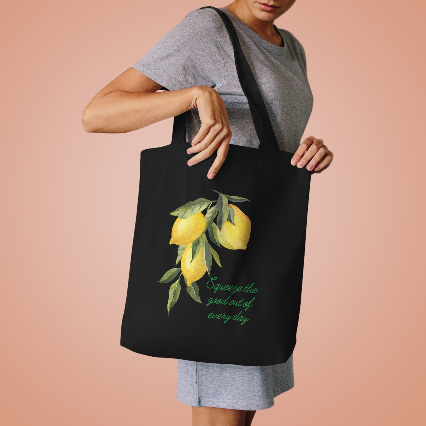 Squeeze the Good Tote — Minimalist Lemon Art Bag