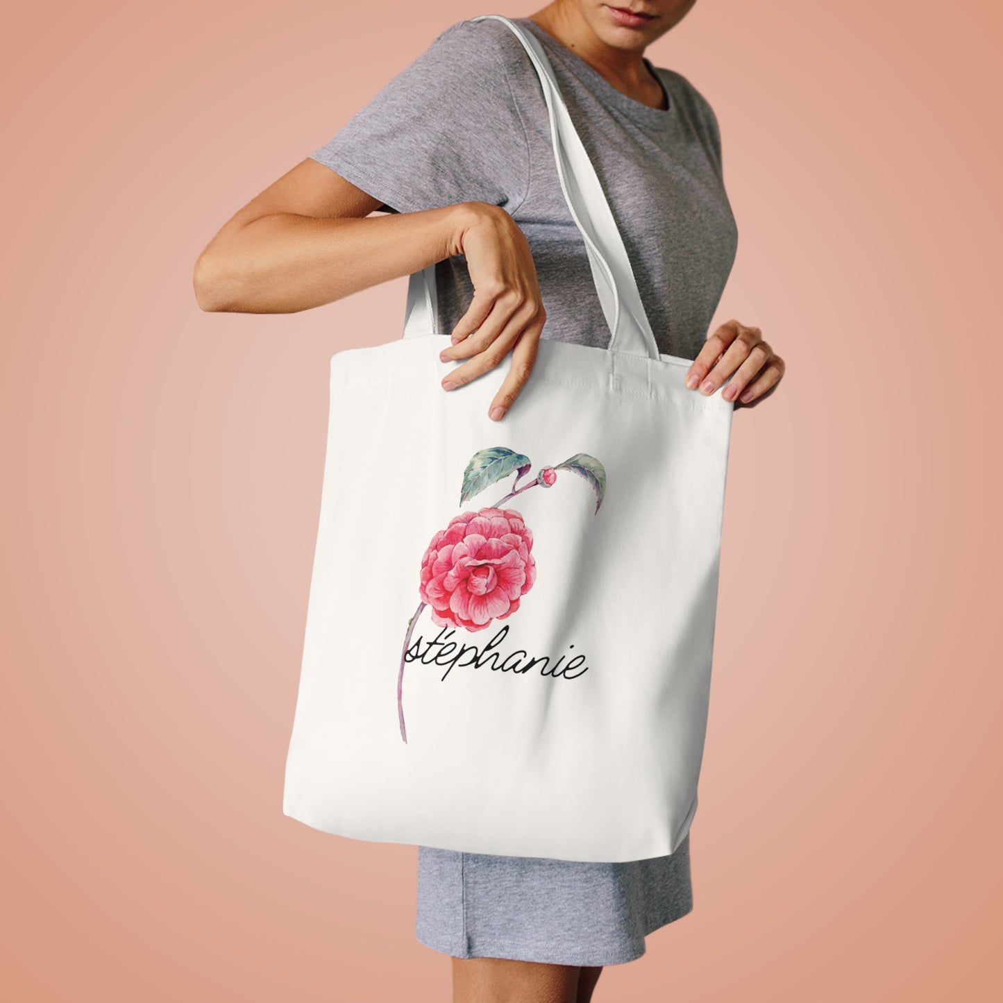 Personalized Tote Bag with Watercolor Flower Design | Custom Name Tote | Durable Everyday Bag | Gift for Birthdays & Bridal Showers