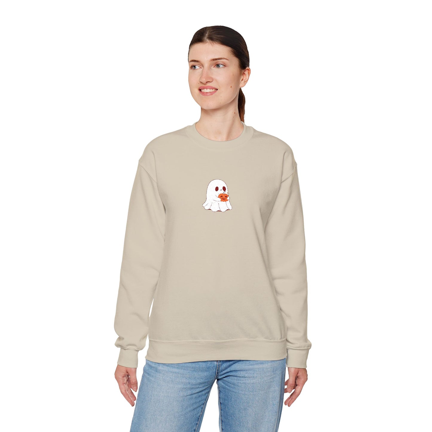 Pumpkin Ghost Sweatshirt - Cozy Unisex Fall Fashion for Halloween Season