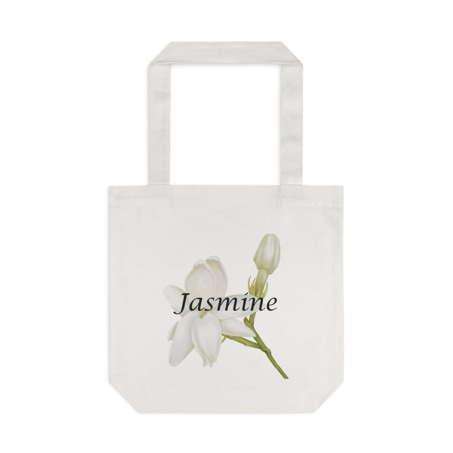 Personalized Cotton Tote Bag with Jasmine Flower Illustration