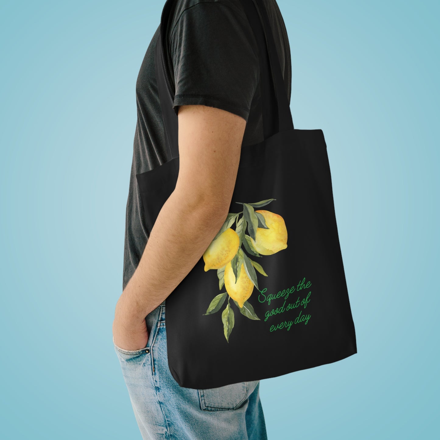 Squeeze the Good Tote — Minimalist Lemon Art Bag
