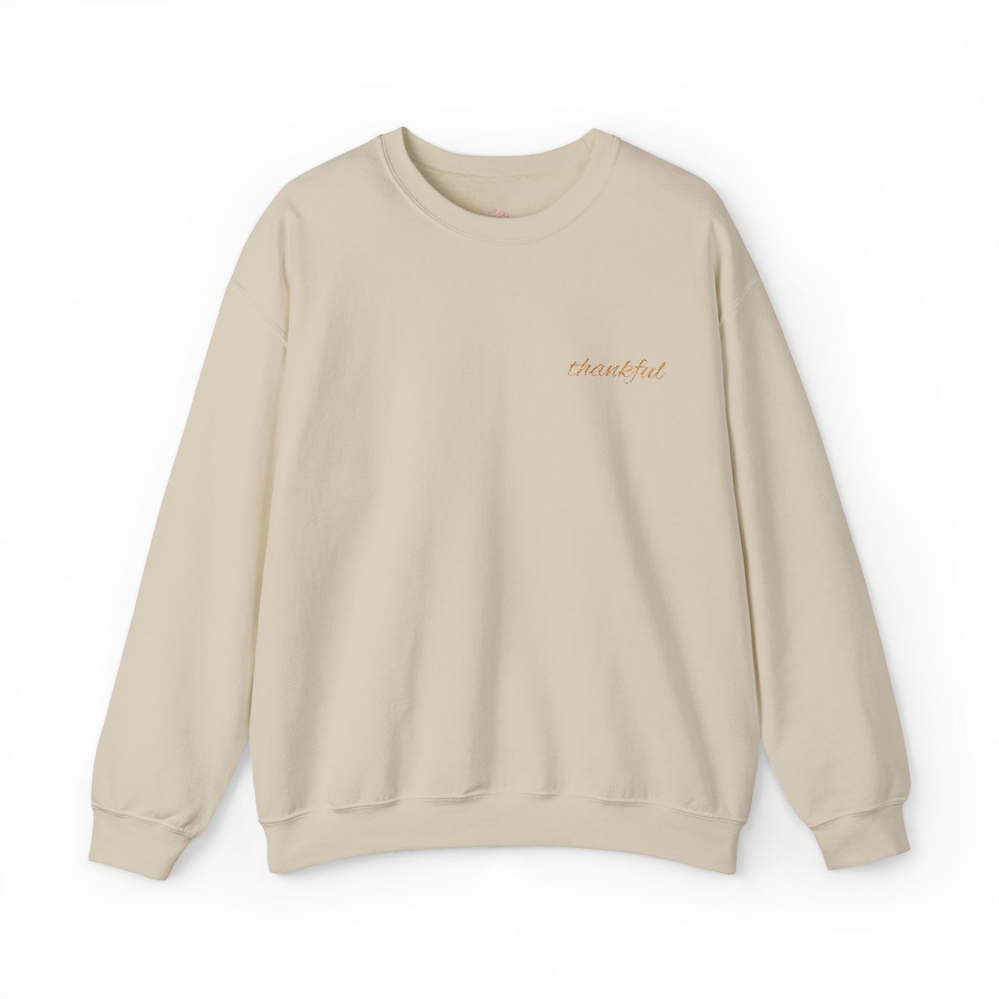 Embroidered Crewneck Sweatshirt - Thankful Autumn Gratitude Stitched Pullover