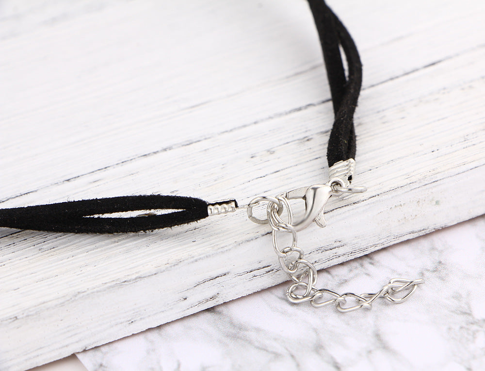 Hexagonal Crystal Pendant Necklace: Gemstone Quartz on Black Leather Cord