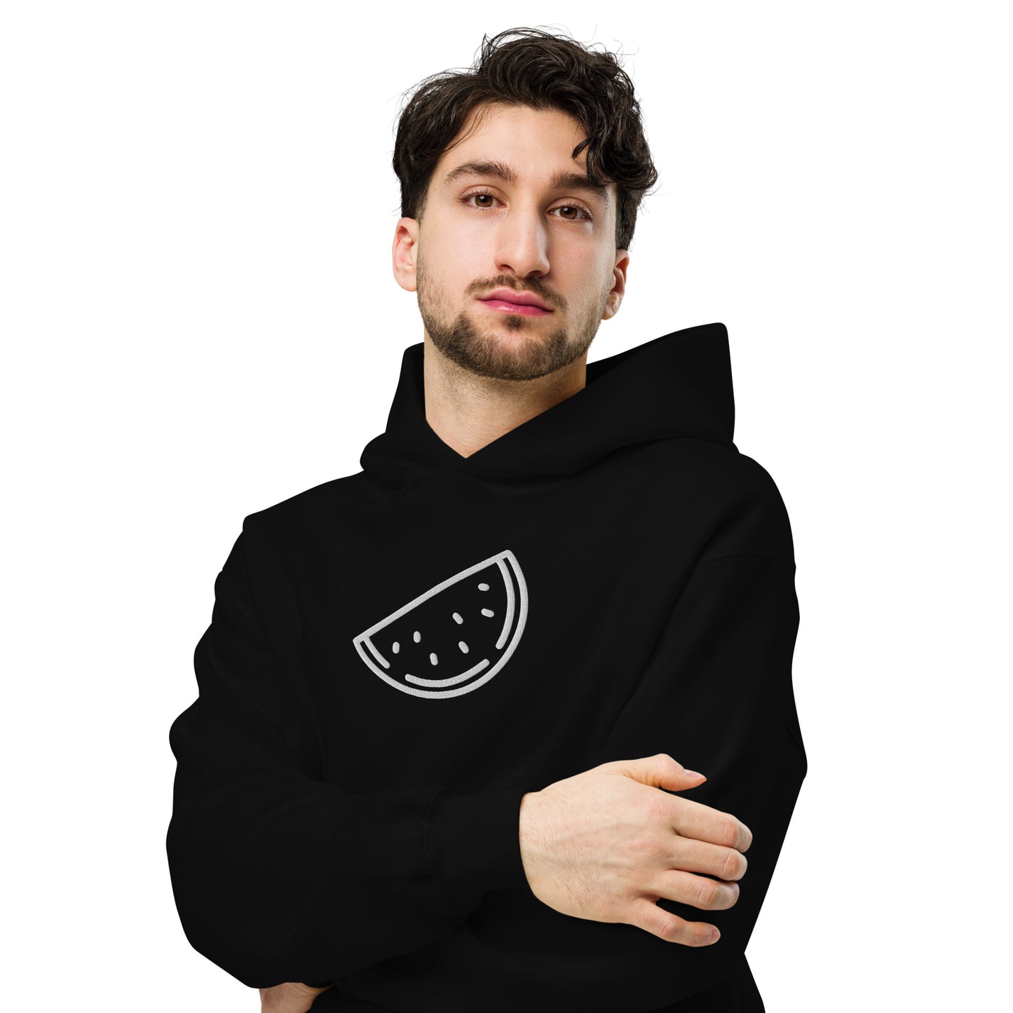 Unisex oversized front embroidery hoodie