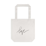 Love (cursive) Tote Bag — Premium White Tote