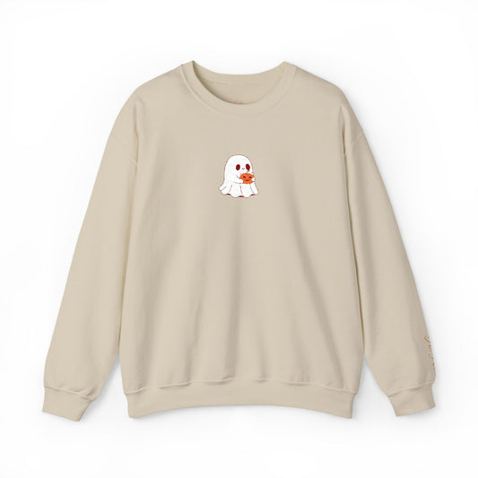 Pumpkin Ghost Sweatshirt - Cozy Unisex Fall Fashion for Halloween Season