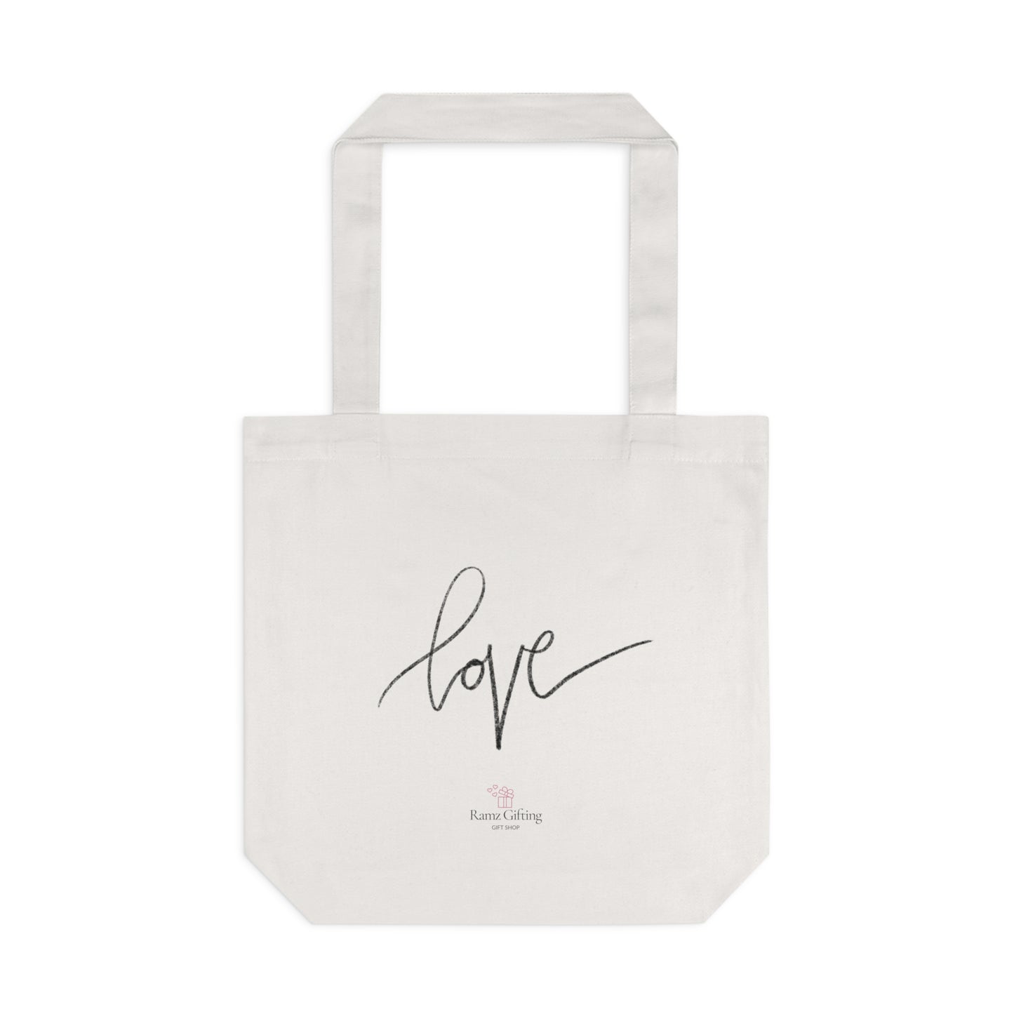 Love (cursive) Tote Bag — Premium White Tote