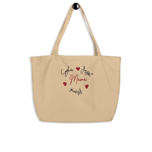 Custom Embroidered Large Mama organic tote bag