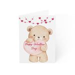 Valentine's Teddy Bear Greeting Card — 'Happy Valentine’s Day' Folded Card (Includes Envelope)