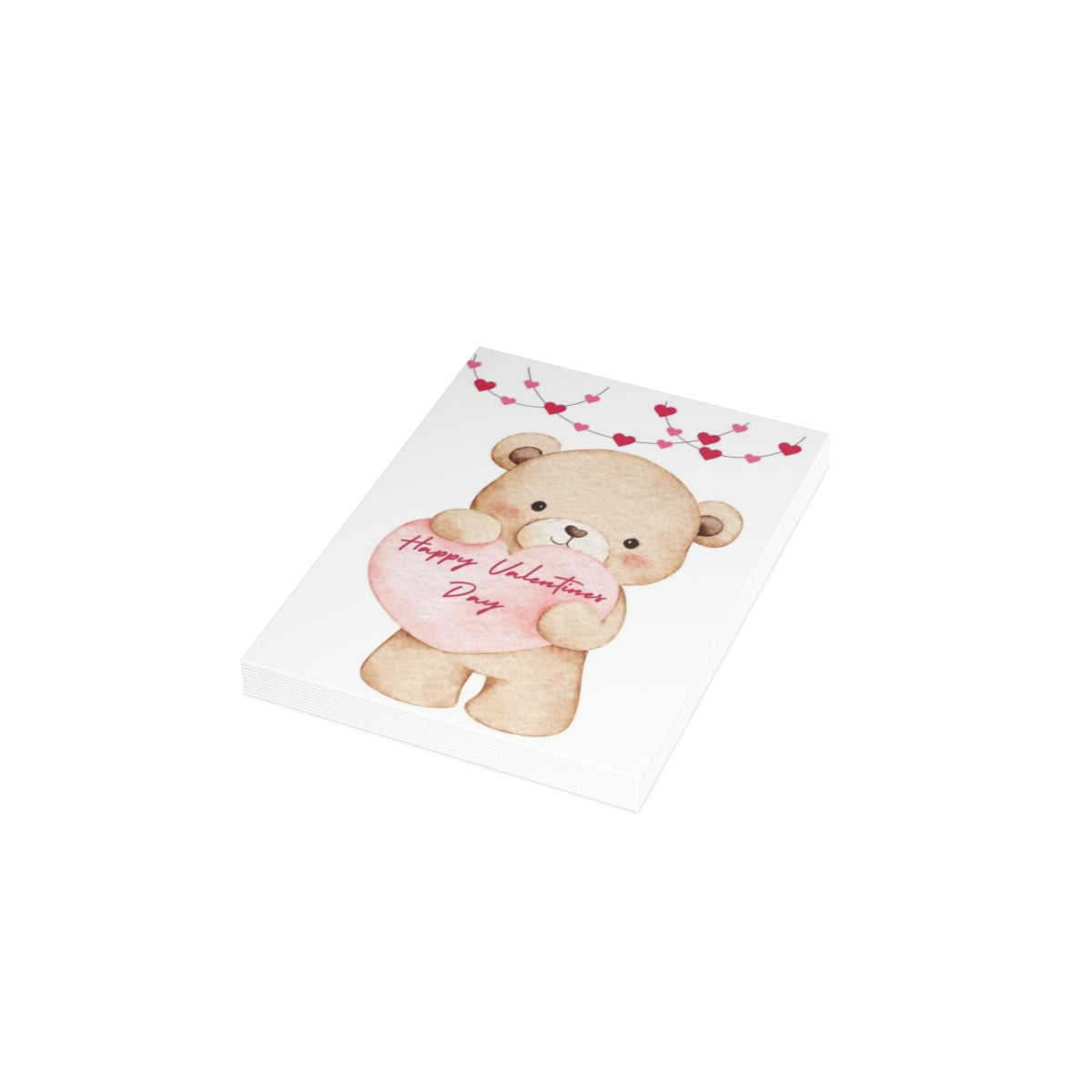 Valentine's Teddy Bear Greeting Card — 'Happy Valentine’s Day' Folded Card (Includes Envelope)