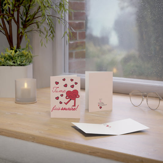 "Tu me fais sourire!" Romantic Blush Valentines Day Card